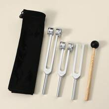 3pcs/Set Chakra Tuning Forks, Aluminum Alloy 128Hz, 256Hz, 384Hz, 512Hz Tuning Forks, Tuning Fork Tools, Silver-Gray Sound Instrument Set With Carrying Bag, Mallet, Etc. Great For Yoga And Meditation, Chakra Balancing Tool - Silver - View 3
