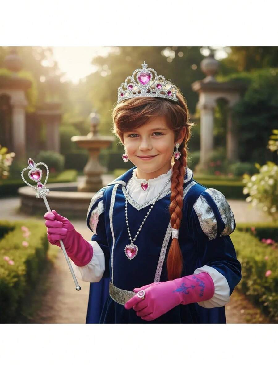 9pzs Princesa Disfraz Niñas Con Corona Y Cosplay Accesorios
