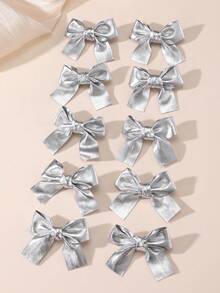10pcs/20pcs Girls Gold & Silver Bowknot Hair Clips Set, Suitable For Daily Decoration - Multicolor - View 10