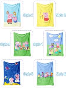 Peppa Pig Cobertor Acolchoado e Espesso de Flanela Cartoon para Dormitório e Quarto, Cobertor Acolchoado Grosso - Multicolorido - Visão 1