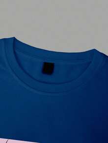 Y2K Anime Eye Print Oversized T-Shirt, Loose Fit, Premium Soft Fabric, Summer/Spring - Royal Blue - View 6