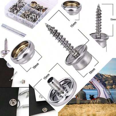 Marine Grade Canvas And Car Covers Fixtures Stainless Steel Canvas Snap Kit With Screw Snap Fixing Tools