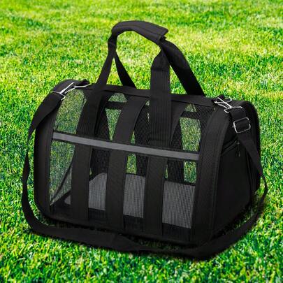 Portable Cat Carrier - Large Portable Cat/Dog Carrier With Plush Pad | Breathable Travel Bag, Mesh Ventilation Design, Safety Strap, Suitable For Car And Outdoor, Zipper Closure, Soft Lining, Safety Lock System (S/M/L Size, Fit For Small And Medium Cats/Dogs)