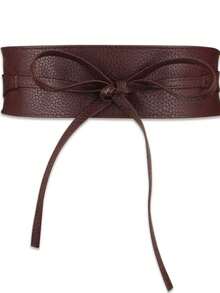 1 szt. Sukienka w kolorze kawy plus size z paskiem, minimalistyczna, modna, szeroka talia damska, dekoracyjna, pasująca do marynarki, koszuli, krawata, kokardy, paska i wstążki - Kawowy brązowy - Zobacz 4