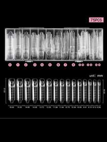 3D Reverse French Dual-Ended Nail Art Mold, 75pcs Set | Magic Caps Zone French Manicure Dual-Ended Nail Art Mold, 75pcs Set | Space Nail Dual-Ended Nail Art Mold, Acrylic Smart French Line Nail Art Mold, Full Coverage Nail Extension Mold, Suitable For Manicure, 15 Sizes, Suitable For Beginners And Professionals (IM111) - Clear - View 9