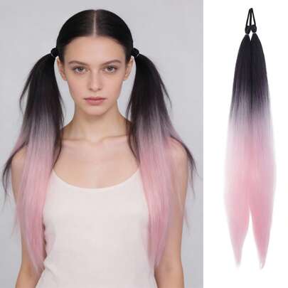 2 piezas Extensiones de cabello trenzadas en degradado estilo chic, Lazos elásticos para el cabello, Aptos para DIY, Adecuados para mujeres y niños, Perfectos para fiestas festivas y uso diario como regalo