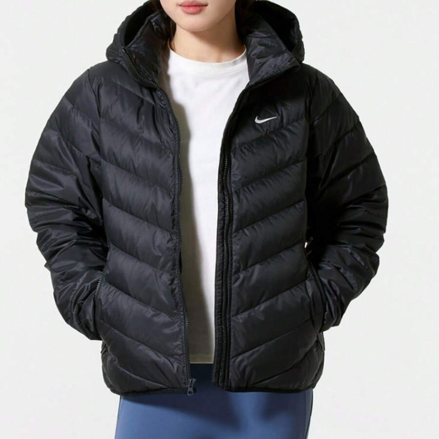 Nike Chaqueta de plumas con capucha casual para mujer - Negro - Ver 1