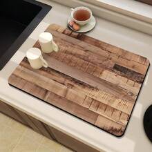 1 pieza Alfombrilla con patrón de grano de madera de uso múltiple, adecuada para lavadora, cafetera, mesa de comedor y varias ocasiones - Camel - Ver 16