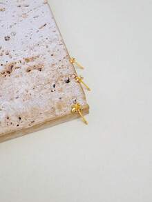 3件套精致迷你花朵耳钉，14K镀金耳钉，耳骨耳钉，适合3个耳洞佩戴，适用于婚礼、订婚、周年纪念、派对等场合，也是情人节、母亲节的理想礼物 - 单面耳钉 - Gold-8#-3/4/5mm - 查看 3