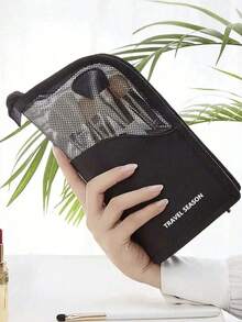 1 Stück rosa Makeup Pinsel Etui mit Reißverschluss, transparente PVC wasserdichte Reise Makeup Pinsel Halterung, tragbare Makeup Pinsel Tasche, professionelle Kosmetiktasche, Künstler Aufbewahrungstasche, Utensilien Aufstellbare faltbare Makeup Tasse für Zuhause, Geschenk, Urlaub, Reise, Makeup Zimmer Dekoration, Makeup Tasche, Reisenotwendigkeit - Verschiedenfarbig - Übersicht 10