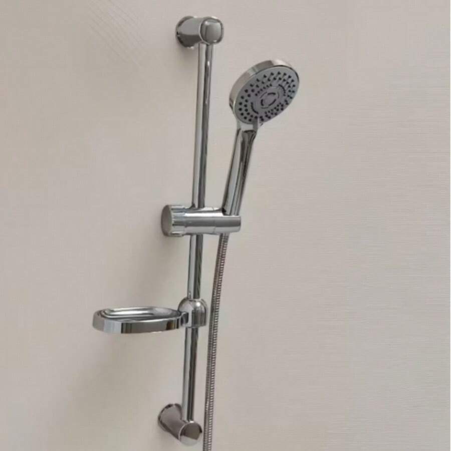 Shower Riser Kit With Adjustable Slide Bar, Handheld Shower Head, 170 Cm Hose & Soap Dish - Silver - View 1