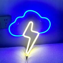 1pc LED Neon Cloud & Lightning Neon Sign, Thunderstorm Cloud Lightning USB & Battery Powered Neon Light, Home Wall Decor Night Light, Suitable For Holiday Decoration, Party, Proposal, Bedroom, Wedding, Birthday Party, Game Room, Valentine's Day, Mother's Day, Christmas - White - View 16