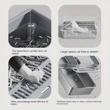 Stainless Steel Litter Box Anti Splashing Stainless Steel Cat Litter Box - g - View 10