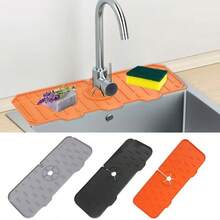 Alas Pengering Silikon Anti-Percikan untuk Keran Dapur TPR, Alas Pengering Wastafel dengan Alur Vertikal Pendek, Alas Pembersih - MultiWarna - View 4