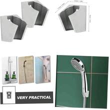 Set de 2 Soporte para Regadera de Mano de Acero Inoxidable 304, Base Fija Ajustable, Compatible con Cabezales Estándar, Anticorrosión y Fácil Instalación - como se muestra en la figura - Ver 1