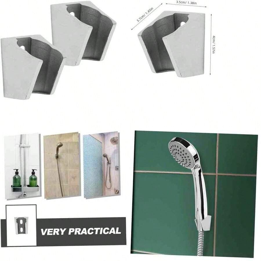 Set de 2 Soporte para Regadera de Mano de Acero Inoxidable 304, Base Fija Ajustable, Compatible con Cabezales Estándar, Anticorrosión y Fácil Instalación - como se muestra en la figura - Ver 1