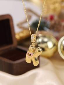 1pc Stylish And Simple Women's Necklace With 26 Letter Pendant (A-Z Capital Letters). Suitable For Everyday Wear, Unisex, And As A Gift For Friends. - Multicolor - View 16