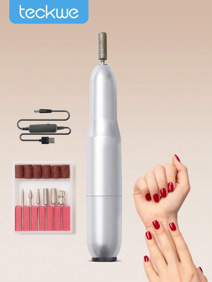 Teckwe Juego profesional de lima eléctrica para uñas, juego de limas para uñas, juego de recorte de uñas, juego de limas para el hogar y el salón, herramienta de pulido, recorte y pulido de uñas, pulidora eléctrica de uñas, herramienta de esmerilado de uñas, exclusivo para salón de uñas