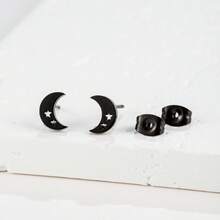1 paire de boucles d'oreilles à la mode en forme de lune et d'étoile dorées, en acier inoxydable, de style minimaliste, convenant pour un port quotidien, cadeau de bijoux élégants pour tous les jours - GED029 - Voir 6