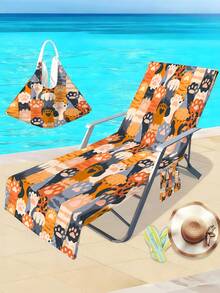 1pc Starfish & Shell Beach Chair Cover/Towel, With Side Pockets, Thick Quick-Dry, Suitable For Lounge Chair, Pool, Sunbathing, Garden, Beach, Hotel, Non-Slip, Travel, Swim Pool Towel, Beach Bag, Back To School, Family & Couple Birthday Gift, Wedding Season, Easter & Christmas Gift - Color 1 - View 1