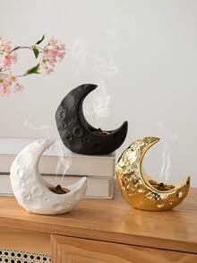 1 pieza Quemador de incienso de cerámica con forma de luna - Decoración aromática minimalista y exquisita para el hogar, la oficina, fiestas y yoga, regalo ideal para todas las ocasiones - Multicolor - Ver 4