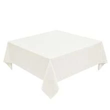 Faux Linen Square Tablecloth For Dining Room,Waterproof Texture Decorative Farmhouse Rustic Table Cloth For Indoor Outdoor Party, Holiday, Banquet Picnics, Patio,70 X 70 Inch (Square),Ivory,Ivory70inchx70inchSquare - 象牙色 70 英吋 x 70 英吋正方形 - 查看 1