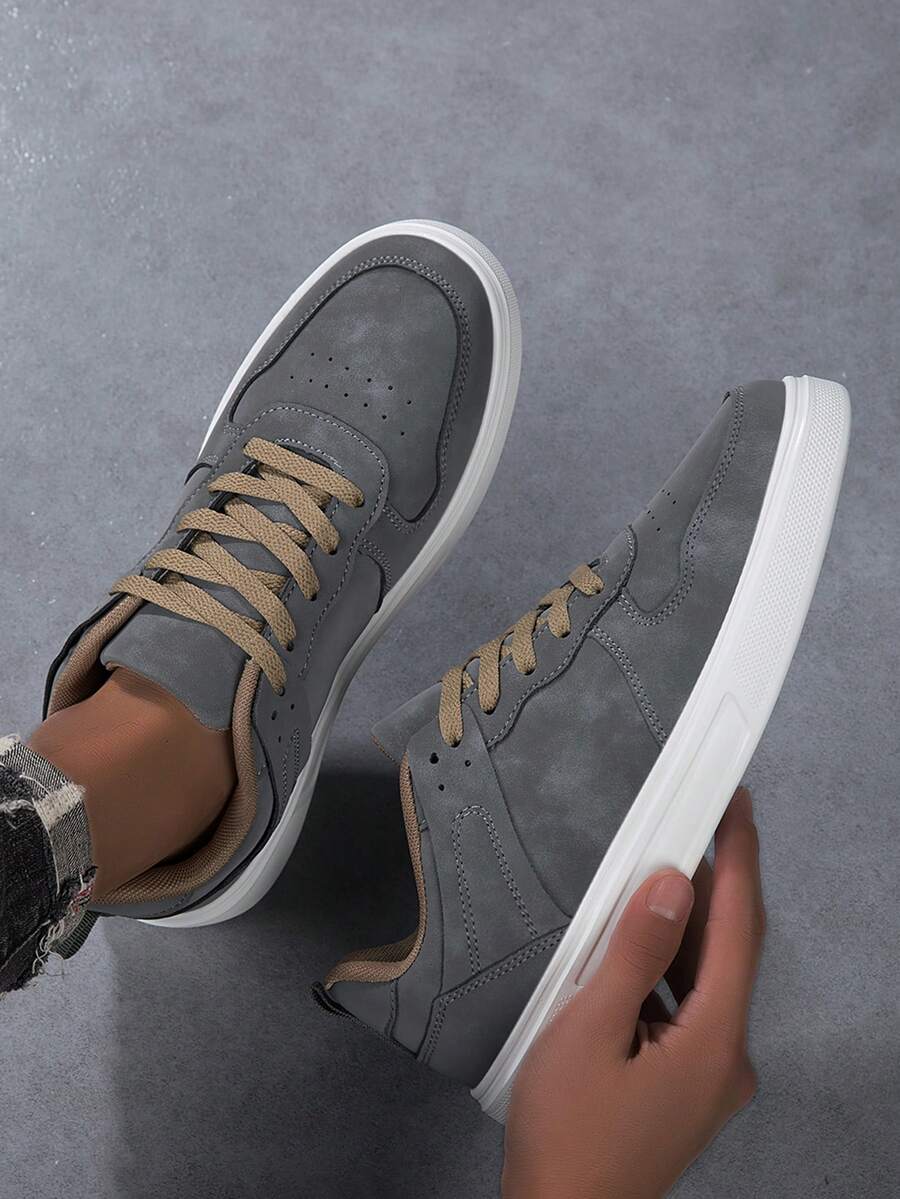 Men's Sports Shoes, Men's Casual Shoes, Fashionable And Personalized Street Student Handsome Shoes, Lace Up Men's Shoes, Men's Board Shoes - Dark Grey - View 1