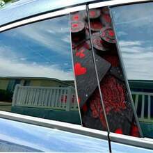 Pair Of Black Poker Pattern Car Stickers, Cartoon Theme PVC B-Pillar Decals - Self-Adhesive, Waterproof & Scratch-Resistant For Glass, Metal, Plastic, Ceramic, And Wood Surfaces