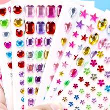 亚克力钻石心形星星贴纸，儿童DIY派对，相册，手机，杯子，水晶钻石贴纸 - 彩色 - 查看 3
