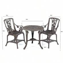 3pcs Rose Garden Bistro Set – Table & 2 Chairs - Bronze - View 7