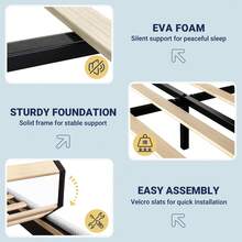 Allewie Full/Queen/King Bed Frame, Upholstered Platform Bed, Adjustable Vertical Channel Tufted Headboard, Corduroy Fabric, Modern Low Profile, Wooden Slats, No Box Spring Needed, Easy Assembly, Grey - 灰色 - 查看 6