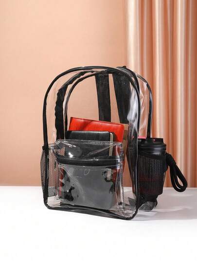 Women/Girls Large Capacity Transparent Backpack, Valentine's Day Gift, Made Of Clear PVC Material, New Spring Backpack, Suitable For Back To School, Concerts, Sports, Outdoor Activities, Travel And Daily Use, Waterproof Transparent Backpack, Casual Style, Convenient For Outdoor Sports Or Travel