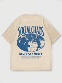 Men's Casual Versatile Simple English Slogan Graphic Short Sleeve T-Shirt - Apricot - View 4