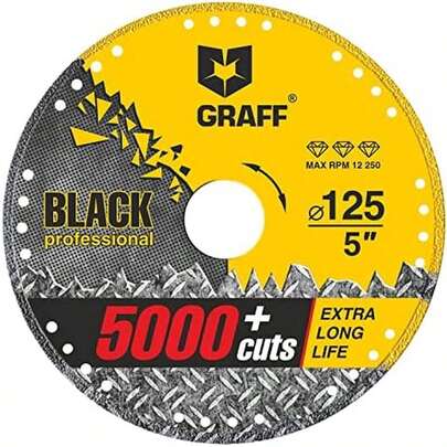 GRAFF Black Rueda de Corte de Diamante para Metal Acero Inox y armaduras - Disco De Corte Para Metal 3 Pulgadas - Disco de corte con eje de 3/8 para Amoladora Angular