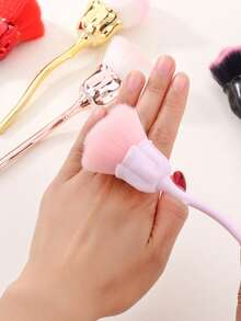 1pc Gold Flower Nail Art Brush, Rose Nail Art Brush, Nail Art Accessories Tool, Dust Cleaning Brush - Multicolor - View 2