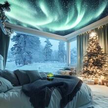 1pc Aurora LED Atmosphere Projection Lamp, RGB Remote Control, Galaxy Starry Sky Projector, Bedroom Night Light Projector, Star Projector, Adult Room Decor, Home Theater, Ceiling, Gift Decor, Wedding Decor, Magical Projection Lamp Gift