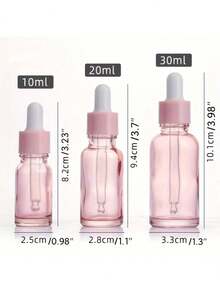 1/5pcs 10/20/30ml Reusable Pink Glass Dropper Bottles, Suitable For Travel And Home Use