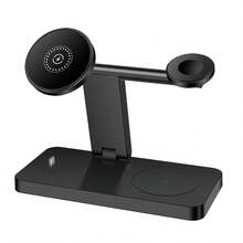 4-In-1 Fast Magnetic Wireless Charging Stand, Foldable Travel Charging Base, Compatible With IPhone 17 Air 16 15 14 13 12 Series Plus/Pro/Pro Max/Mini, Multi-Device Magnetic Charging, Compatible With Apple Watch Ultra/SE, 11 10 9 8 7 6 5 4 3 2, Compatible With AirPods Pro2 Pro 4 3 2, Compatible With IWatch - Black - View 10