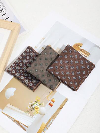 1 st. modern retro mångsidig herrnäsduk med utsökt cashewnötter/rutigt/blommönster, vardagsaccessoar lämplig för slips, fest, resor