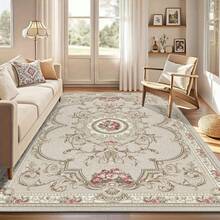 1pc Vintage British Style Floral Pattern Carpet. Velvet Fabric, Approx. 850g, 0.6cm Thick. Wear-Resistant, Anti-Slip, Easy To Clean. Available In Multiple Sizes. Suitable For Kitchen, Living Room, Dining Room, Bedroom, Balcony, Bathroom, Study And Other Scenarios. An Ideal Choice For Home Decor. - Multicolor - View 8