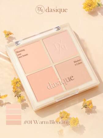  Dasique 4-Color Matte Blush Palette, High Color Payoff, Long-Lasting, Natural Glow, Lightweight & Breathable, Vegan Formula, Fashionable Makeup Brand, Christmas Holiday Essential
