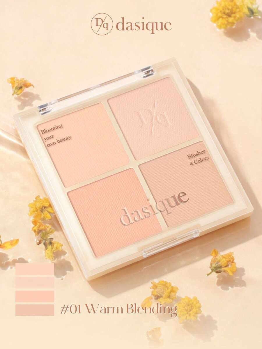 Dasique 4-Color Matte Blush Palette, Highly Pigmented Long-Lasting Luminous Blush Makeup, Fashion Cosmetic Brand For Women, Essential Christmas Gift, Bridal Wedding Makeup, Summer, Valentine's Day, Vacation - #01 Warm Blending - View 1