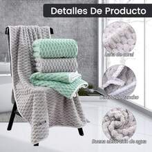 Toallas de bao 2 Pack 170 * 70cm Ultra Suaves Altamente Absorbentes Juego de Toallas de Secado Rpido(Gris Oscuro+Rosa) - gris oscuro+rosa - Ver 6