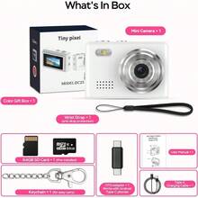 Mini Retro Camera With 1080P Video, 12MP Photos, Keychain Digital Camera, Ultra-Compact Tiny Camera With 32GB SD Card, OTG Adapter, Vintage Little Cameras For Travel, Daily Vlogging, Brown - DC23-Trắng - Xem 8
