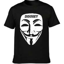 Guy Fawkes Mask T Shirt Anonymous Disobey Troll Political V For Computer Vendetta Binary Code Anarchy Hacker Tee - 黑色 - 查看 1