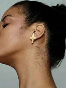 Custom Name Earring,Gold Cross Earrings, Elegant Statement Jewelry ,Name Hoops, Letter Hoop Earring,Best Friend Gift,Mother's Day Gift, Easter Gift, Anniversary Gift - Multicolor - View 2