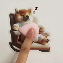 1张/2张/3张/4张/5张 可爱柯基犬、哈士奇犬贴纸，胖乎乎的睡着小狗手机装饰贴纸 - 杏色 - 查看 5