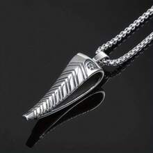 A Non-Fading Stainless Steel Hip-Hop  Men's Jewelry Antelope Horn Necklace Fashion Punk Pointed Horn Bone Whistle Pendant - Bạc - Xem 1