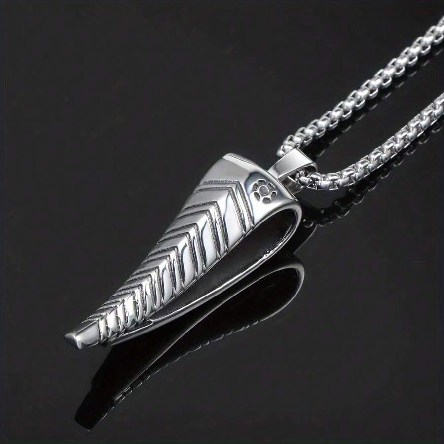 A Non-Fading Stainless Steel Hip-Hop Men's Jewelry Antelope Horn Necklace Fashion Punk Pointed Horn Bone Whistle Pendant - Bạc - Xem 1