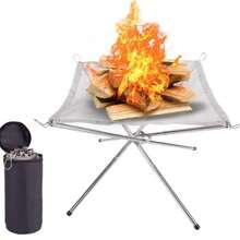 Foldable Campfire Grill, Stainless Steel Outdoor Camping Cooking Portable Charcoal Fireplace Brazier - Multicolor - View 3